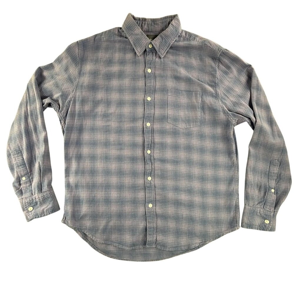 Bonobos Shirt Mens Large Blue Check Flannel Button Down Long Sleeve Standard Fit
